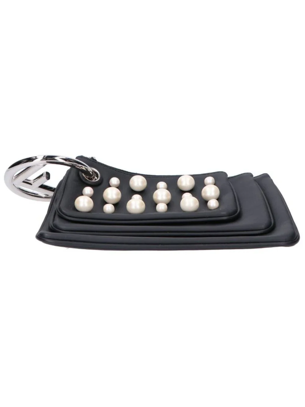 Fendi Pearl Studded Triplet Pouch Multi Clutch